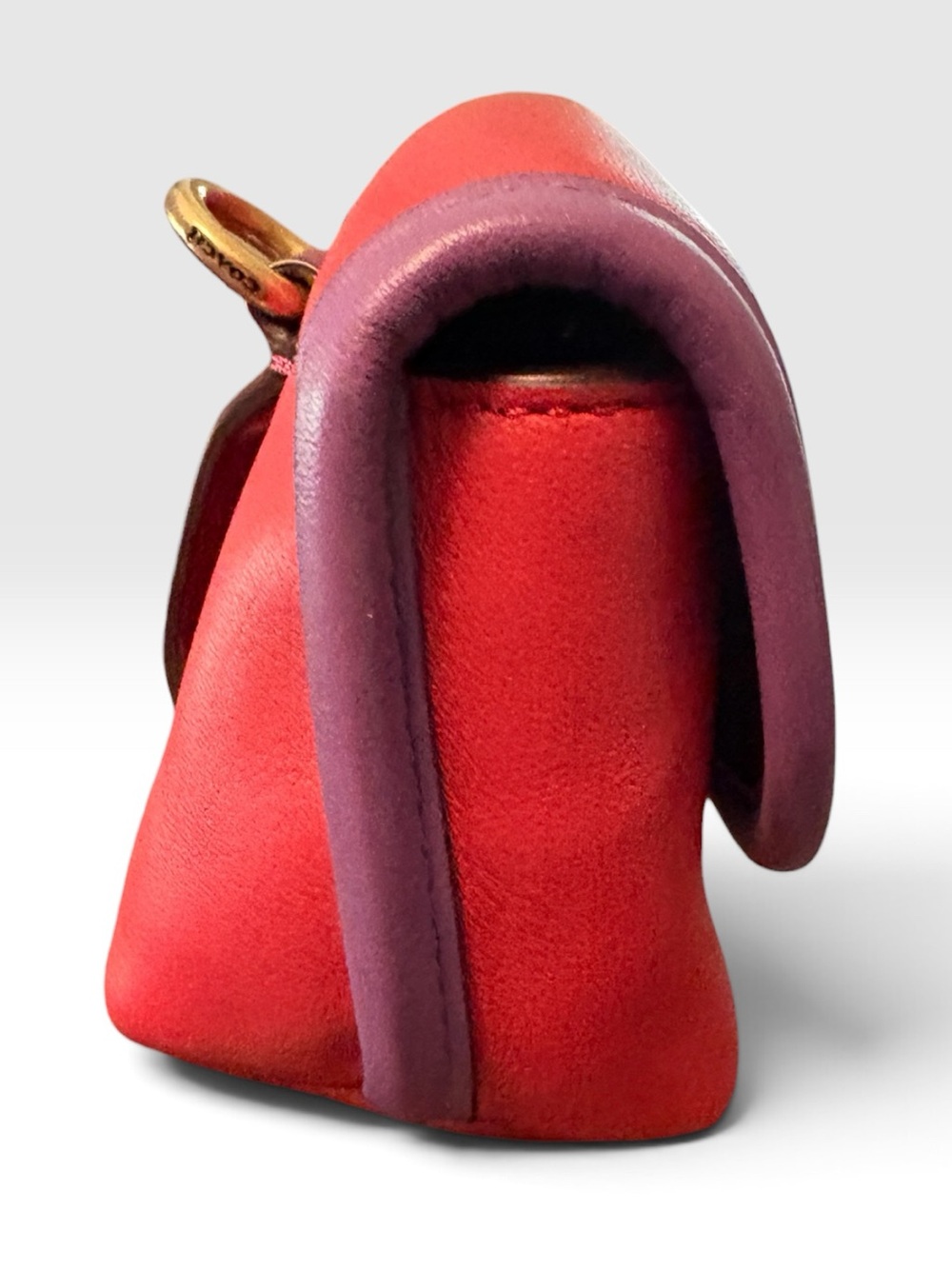 Coach Turnlock Flare Belt Bag Style 316 Red & Lilac Colorblock Leather Crossbody - Picture 7 of 14